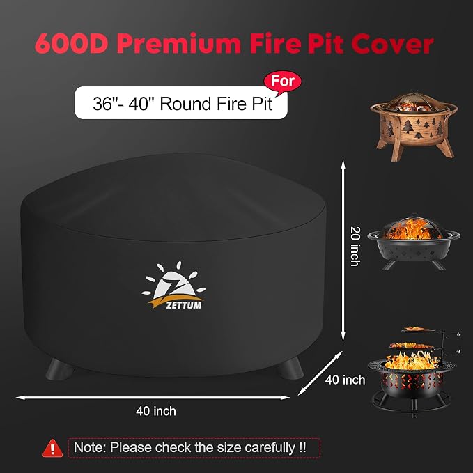 Zettum Fire Pit Cover Round 40 Inch - Image 2