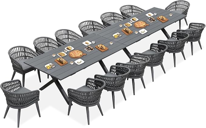 PURPLE LEAF 16 Pieces Outdoor Dining Set All-Weather PE Rattan Outdoor Patio by PURPLELEAF