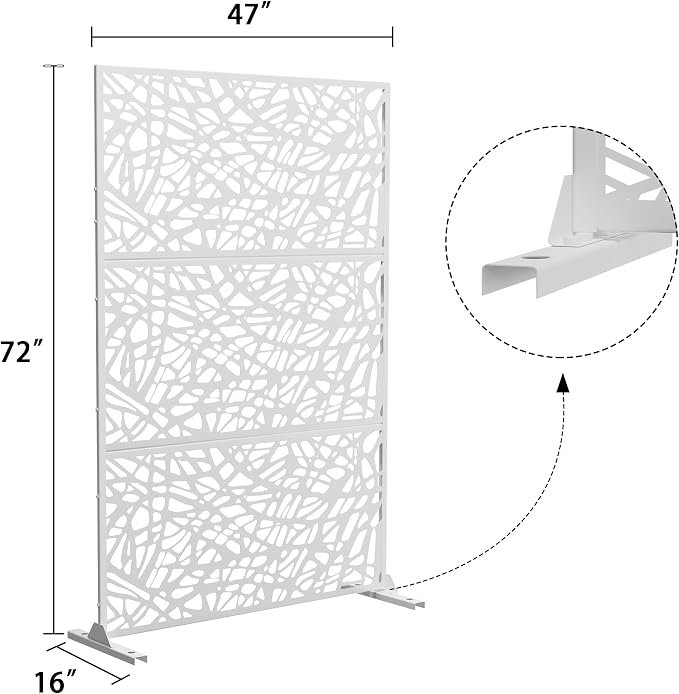 Metal Privacy Screen Outdoor 72" H×47" W, Freestanding Decorative Privacy Screen - Image 2