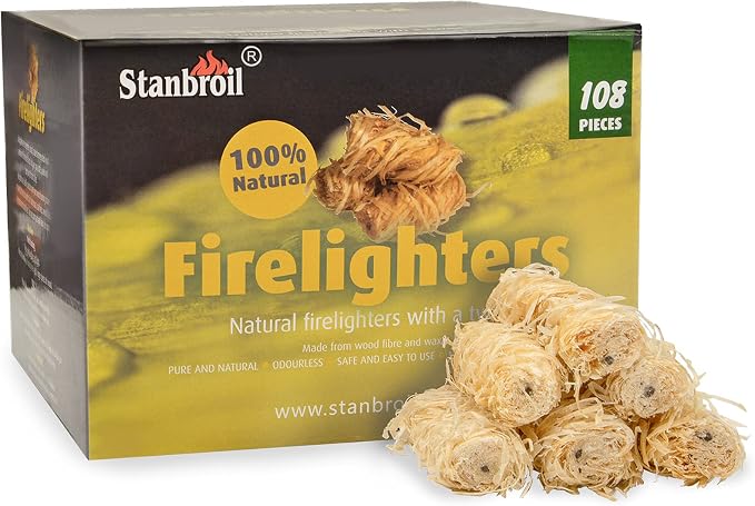 Stanbroil 108 pcs Fire Starters, Natural Charcoal Fire Starters Super Fast by Stanbroil