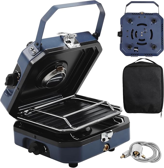 Propane Double Burner Two Burner Camp Stove, 16000 BTU Portable Folding Gas by FAHKNS