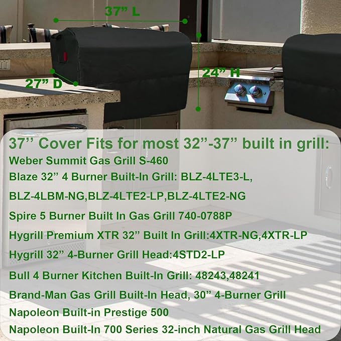 Built-in Grill Cover 37" Fits for Weber Summit Gas Grill S-460, Spire 30" - Image 2