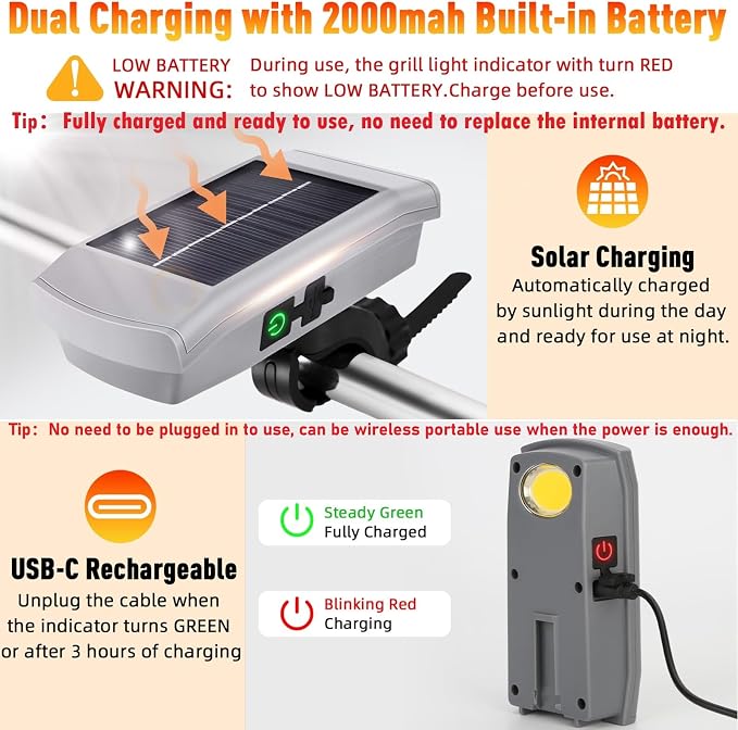 Solar/USB-C Grill Lights for Outdoor Grill Compatible - Image 5