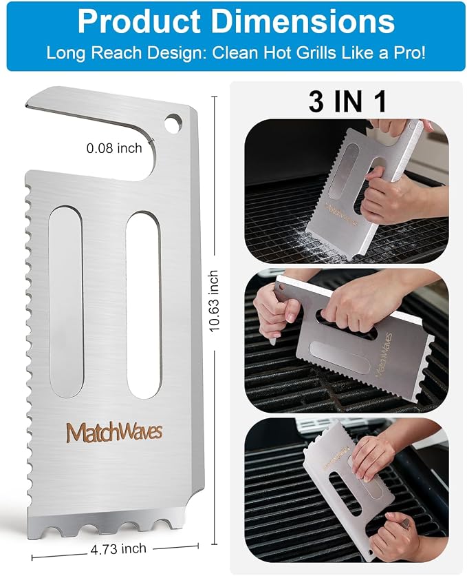 Stainless Steel Grill Scraper for Traeger Grills, Grill Grate Cleaner - Image 2