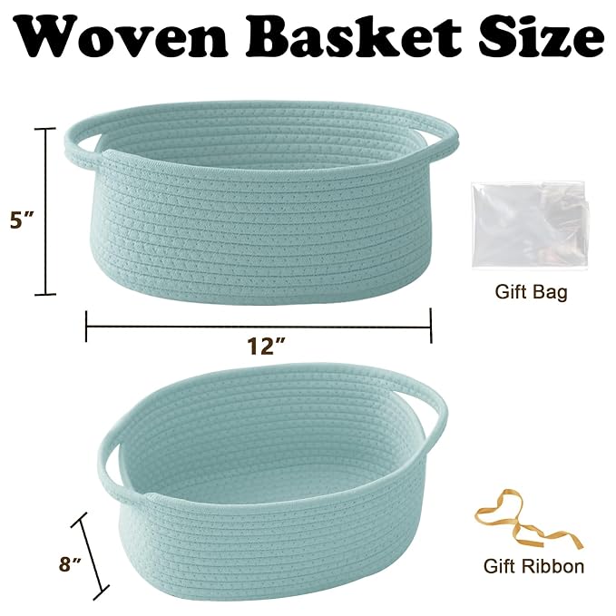 Gift Basket with Gift Bag and Ribbons, Small Rope Woven Shelf Storage, Baskets - Image 2