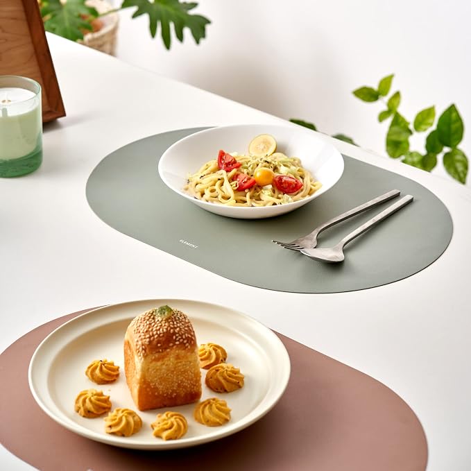 Clay Pink Oval Silicone Placemats Set of 6 – Heat Resistant, Waterproof - Image 9