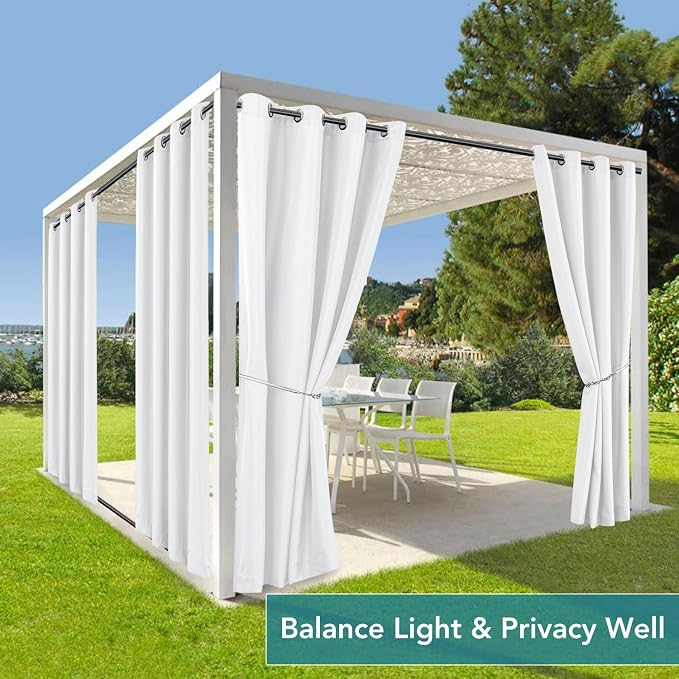 HolidayIdeas 4 Panels Gazebo Curtains Waterproof-Outdoor White Curtains 54x84 - Image 5
