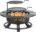 36 Inch Fire Pit with 2 Cooking Grills, Outdoor Wood Burning BBQ Firepit with by OutdoorFirePit