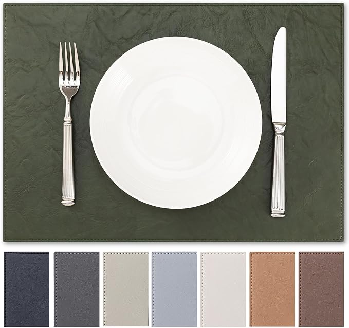 Faux Leather Placemats Set of 4 Vinyl Washable Wipeable Table Mats by BAROYAL