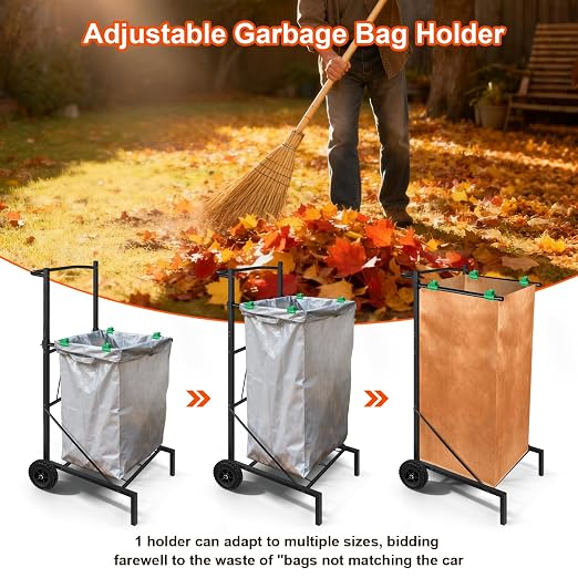 Metal Leaf Bag Holder, 50-55 Gallon Adjustable Trash Bag Holder, Height Added - Image 5