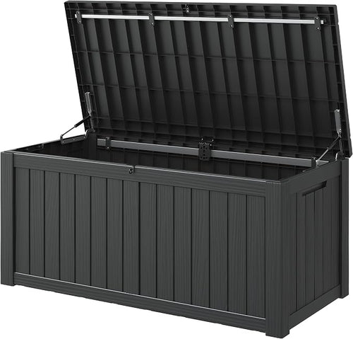 120 Gallon Outdoor Storage Box, Resin Deck Boxes Outdoor Waterproof by WTFGO