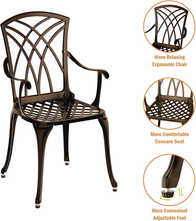 Patio Bistro Set 3 Piece, Cast Aluminum Bistro Set - Image 3