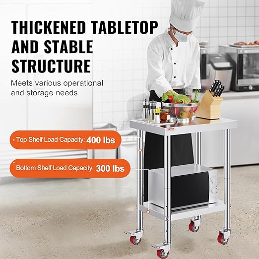 Mophorn 24x18x34 Inch Stainless Steel Work Table 3-Stage Adjustable Shelf - Image 3