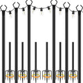 6 Pack String Light Poles, Metal Poles by NUERPO