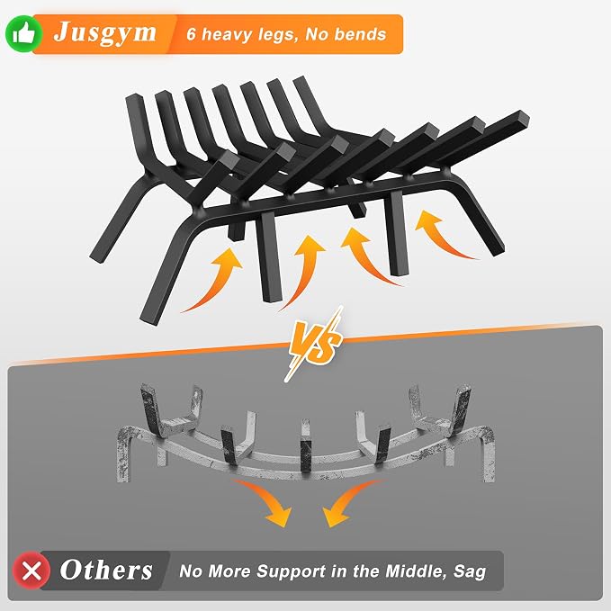 Fireplace Grate 21 Inch with 7 Support Legs, Solid Steel Heavy Duty Fireplace - Image 4