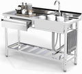Stainless Steel Utility Sink, 47.2'' Free Standing Single Bowl Kitchen Sink by Toemics
