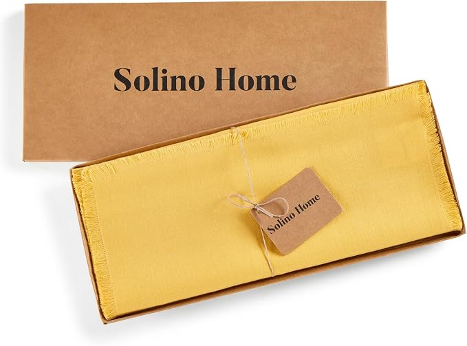 Solino Home Linen Fringe Table Runner 108 Inches Long - Image 5