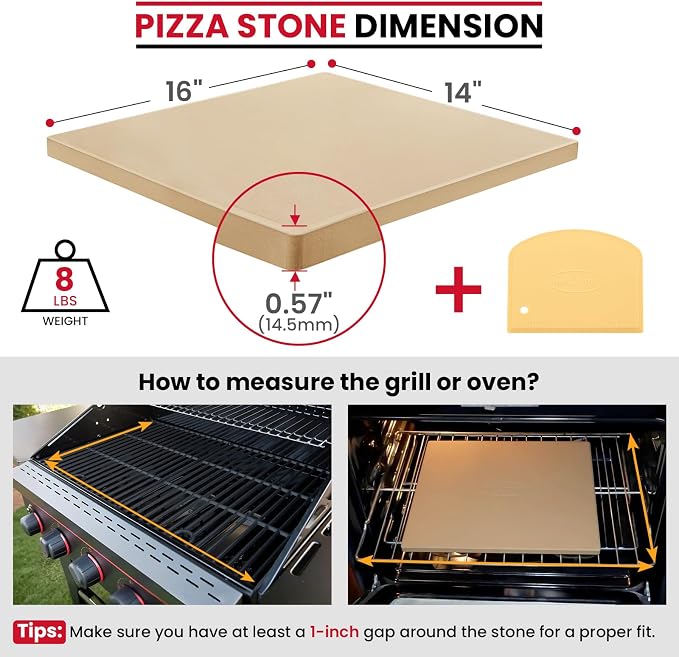 Unicook Large Pizza Stone for Oven and Grill, Heavy Duty Baking Stone for Bread - Image 2