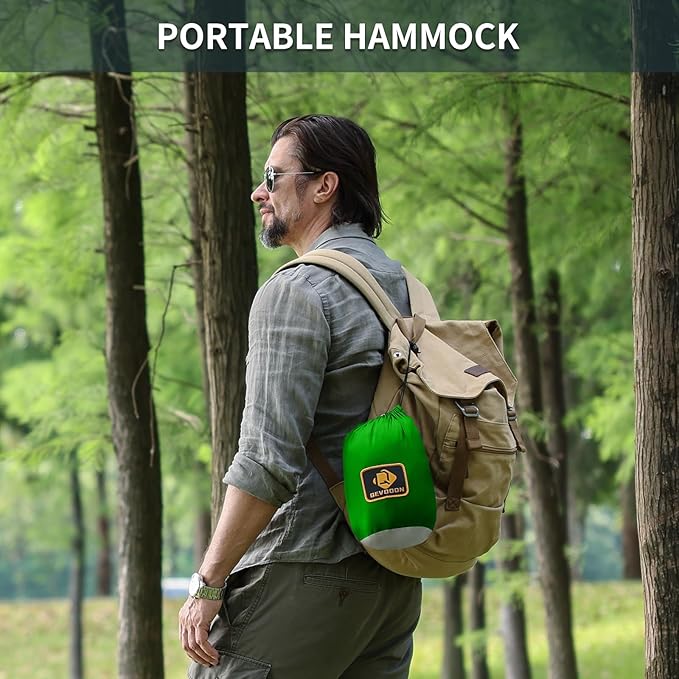 Double Travel Hammock with Mosquito Net, Parachute Nylon, Green