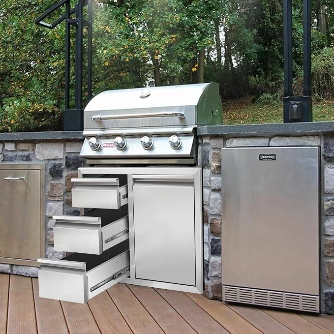 Outdoor Kitchen Drawer Combo, Stainless Steel Triple Drawer Cabinet - Image 8