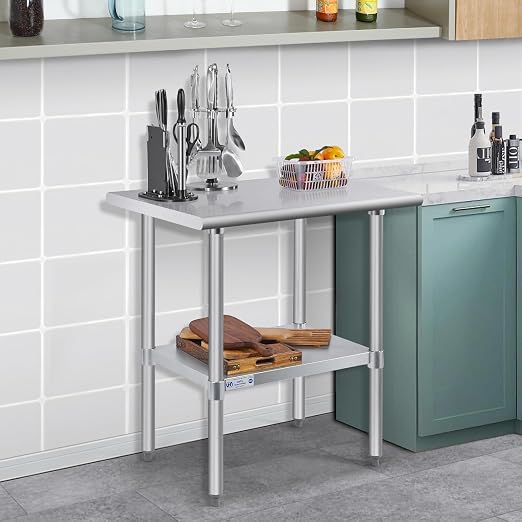 Hally Stainless Steel Table for Prep & Work 18 x 24 Inches, NSF Commercial - Image 2