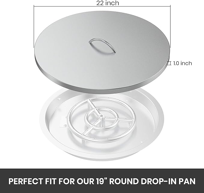 Stanbroil 22" Stainless Steel Round Fire Pit Cover, Fire Pit Ring Lid Fits - Image 2