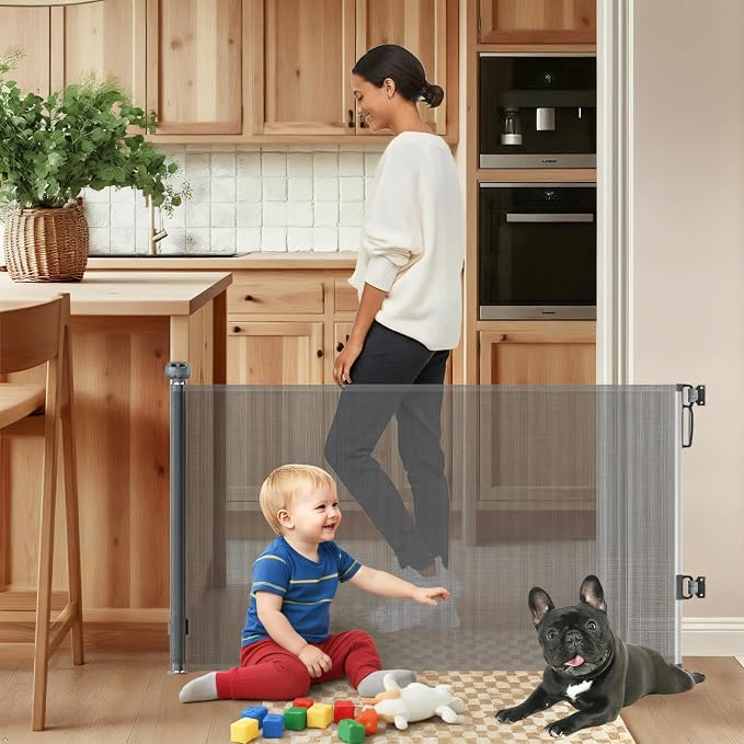 Retractable Safety gate, Child/pet/Dog/cat Temporary Door, Baby Safety by VUXHUAR