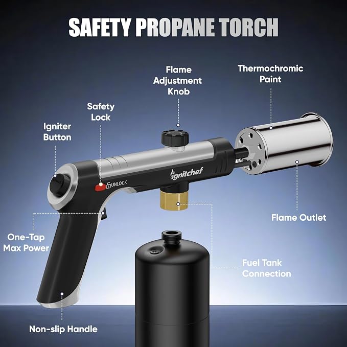 Powerful Propane Torch Head, Culinary Torch Lighter, Kitchen Cooking Torch - Image 3