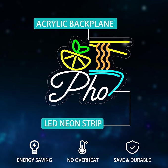 Pho Neon Sign for Wall Decor, Vietnamese Pho Led Sign for Vietnam Noodles Shop - Image 2