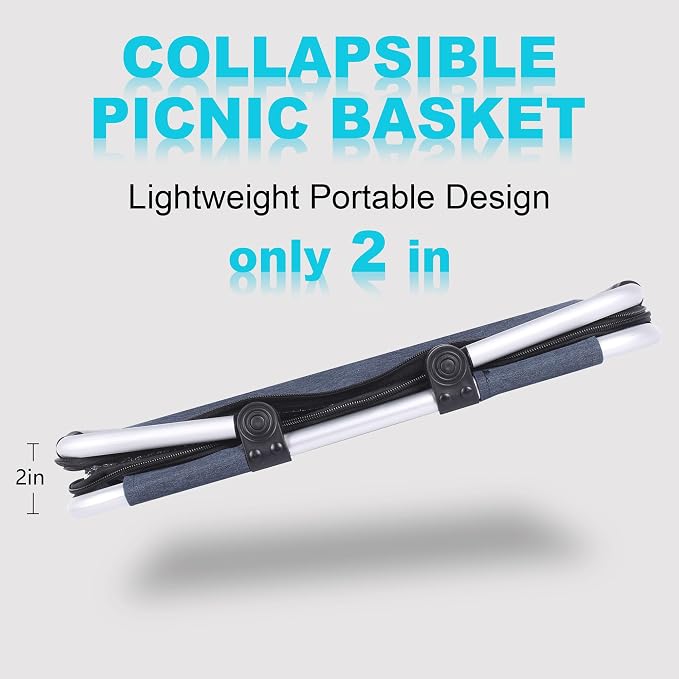 Picnic Basket, SIYUAN Collapsible Shopping Basket - Image 3