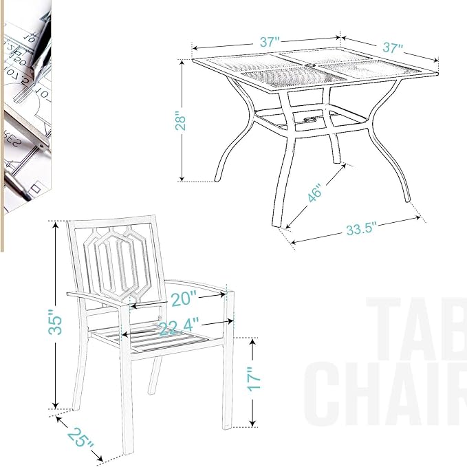 Sophia & William Patio Table and Chairs Set, Outdoor Dining Set - Image 7