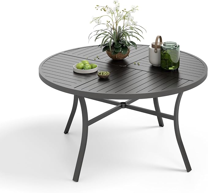 Outdoor Patio Round Dining Table by MIXPATIO