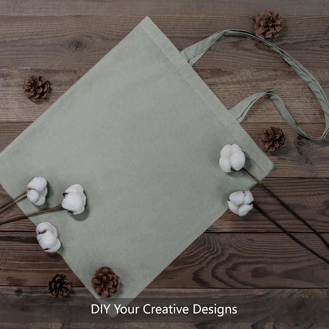 TOPDesign 12-Pack Economical 16"x15" Light Grey Cotton Tote Bags, Lightweight - Image 4