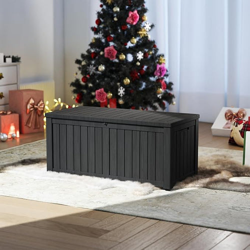 150 Gallon Resin Deck Box, Waterproof Outdoor Storage Box, Lockable by Unknown