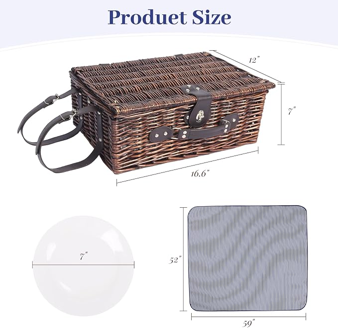 Neti Neti Wicker Picnic Basket for 4 - Image 4