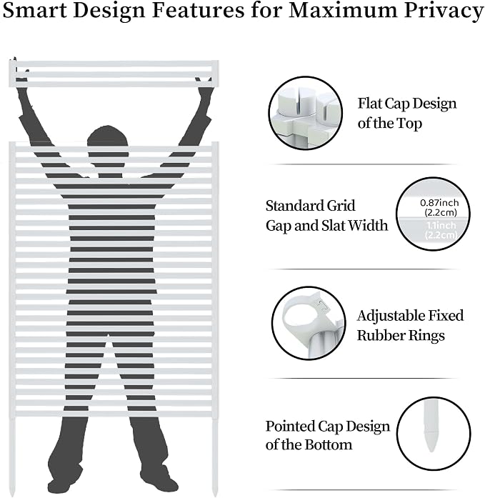 Outdoor Privacy Screen with Stand, Rustproof Metal Fence Panel, 35.43’’x - Image 4