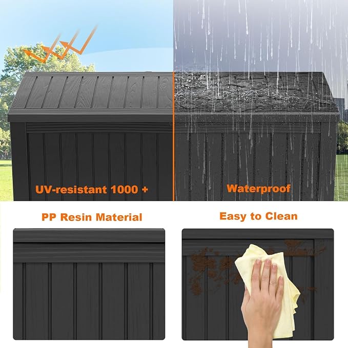 200 Gallon Large Deck Box, Resin Outdoor Storage Box - Image 6