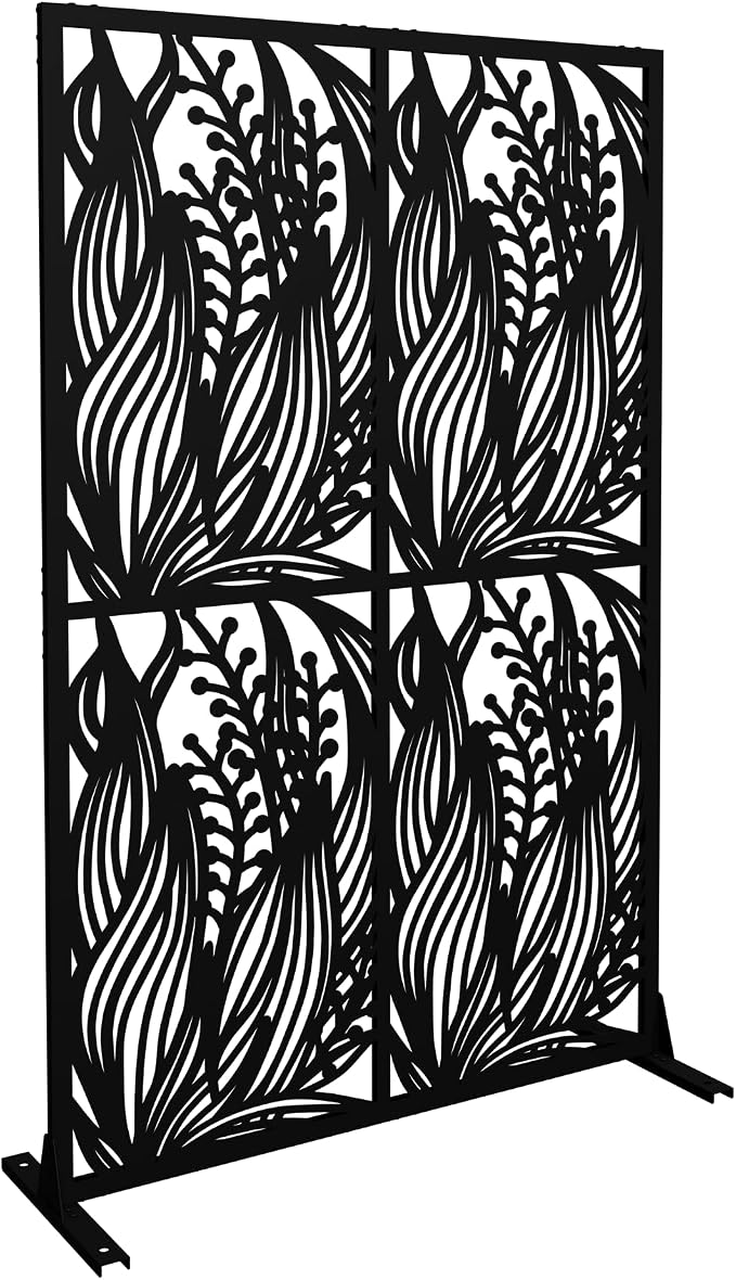 Metal Privacy Screen Room Divider 72" H x 45.3" W, Free Standing Decorative - Image 3