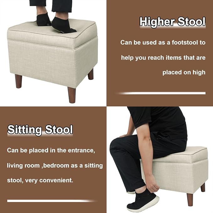 Foot Rests with Adjustable Cover, Storage Ottoman Dorm, Footstool & Sitting - Image 6