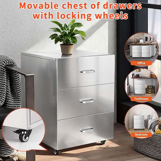 JIEJIN Outdoor Kitchen Drawers Stainless Steel Triple BBQ Island Drawer Flush - Image 10