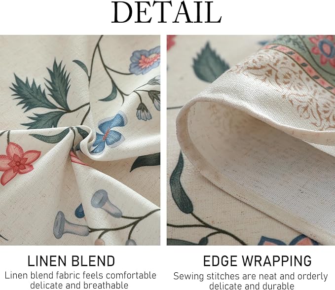 ISAENNE Designer Chinoiserie Linen Floral Small Square Tablecloth, Elegant - Image 6
