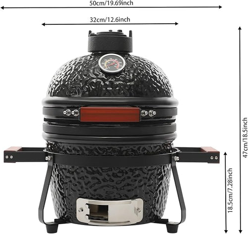 13 Inch Ceramic Charcoal Grill, Portable BBQ Smoker - Image 2