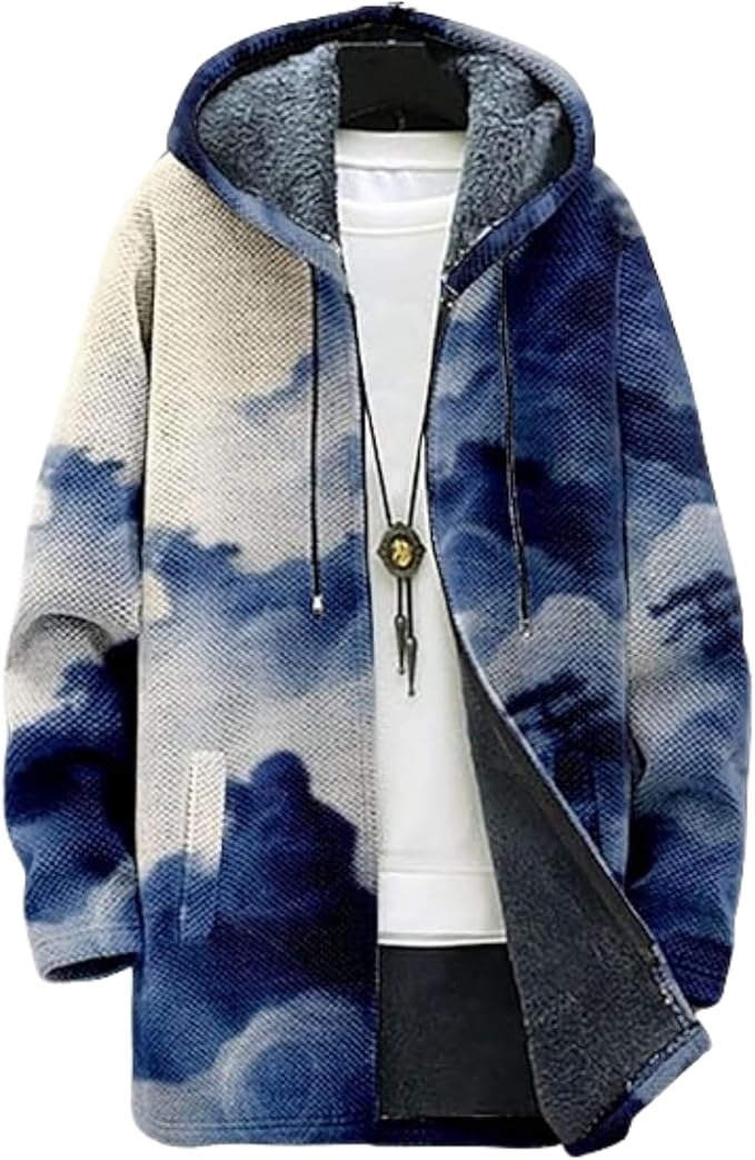 Men's Hooded Sweater Coat Knit Fleece Lined Long Cardigan Jacket by Unknown