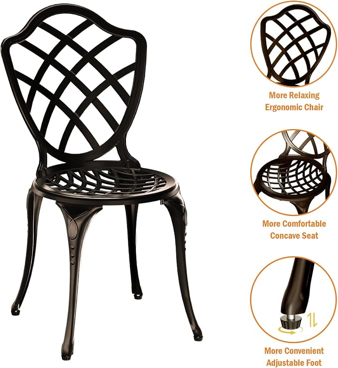 3 Piece Patio Bistro Set, Outdoor Bistro Table and Chairs Set of 2 w/Umbrella - Image 6
