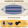 Hammock, Cotton, Blue Red White Stripe, Anti-Rollover Design