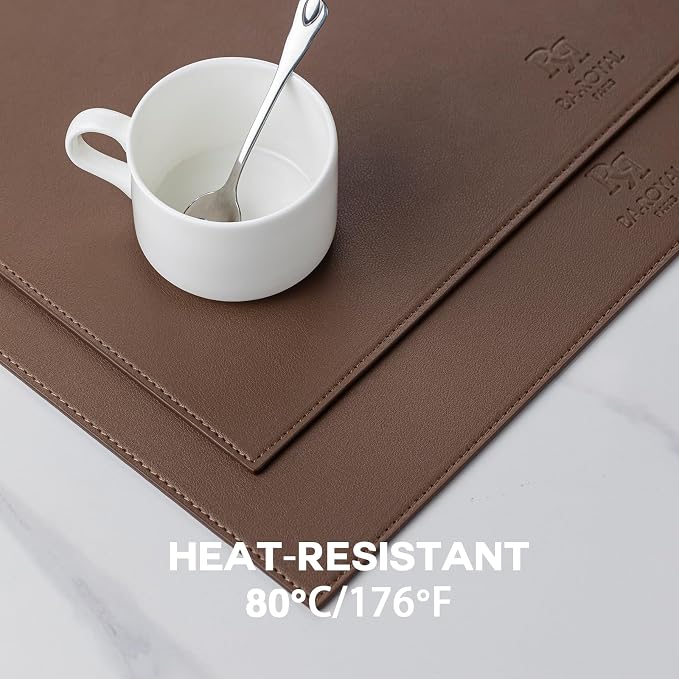 Faux Leather Placemats Set of 4 Vinyl Washable Wipeable Table Mats - Image 5