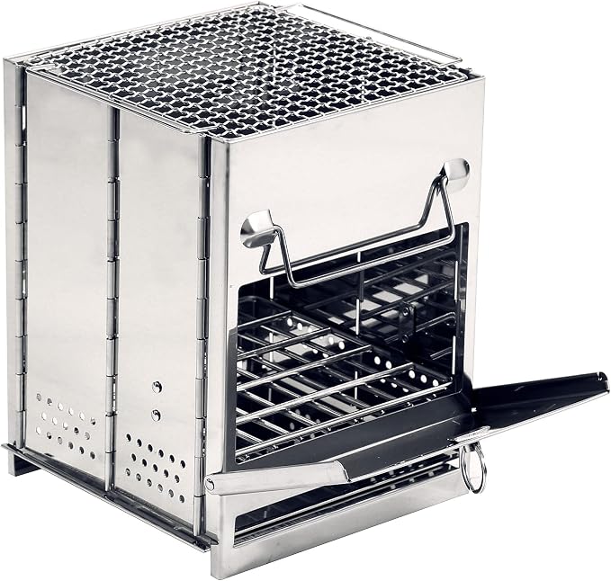 REDCAMP Wood Burning Folding Camp Stove Stainless Steel Grid, Portable by REDCAMP