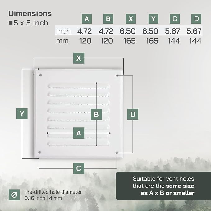 Vent Systems - 5 x 5 Inch Pack of 10 White Metal Square Soffit Air Vent Grille - Image 2