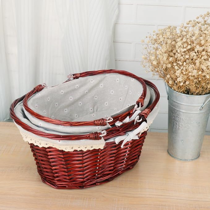 2 Pack Brown Wicker Basket - Image 4