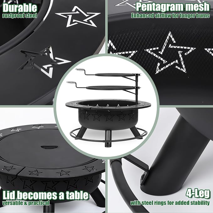 32.5" 3-in-1 Fire Pit Table - Image 5